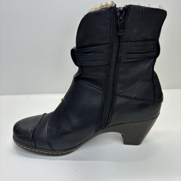 El Naturalista Black Leather Winter Boots 37 Fleece Lined Comfort Boho Chic Eco - Picture 12 of 16